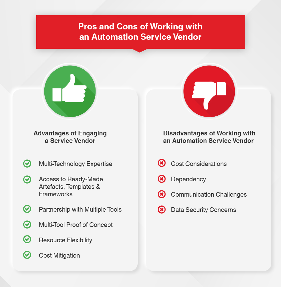 Pros and cons of working with automation service vendor